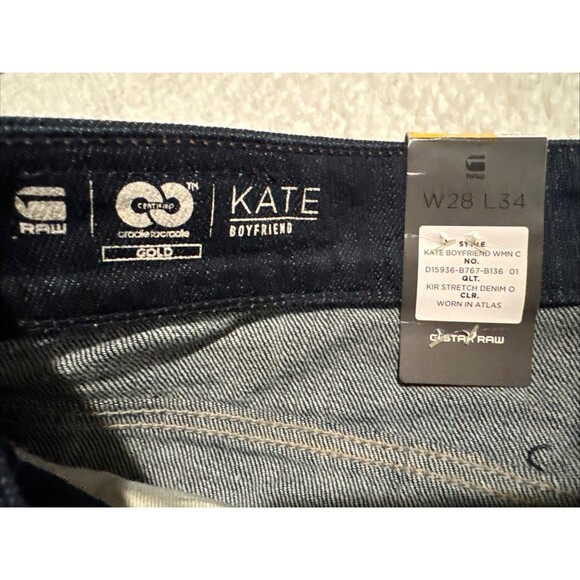 G-STAR RAW Womens W28 L34 Kate Boyfrd Jeans NWT Tapered Cropped CUFF Button-fly - Picture 2 of 11